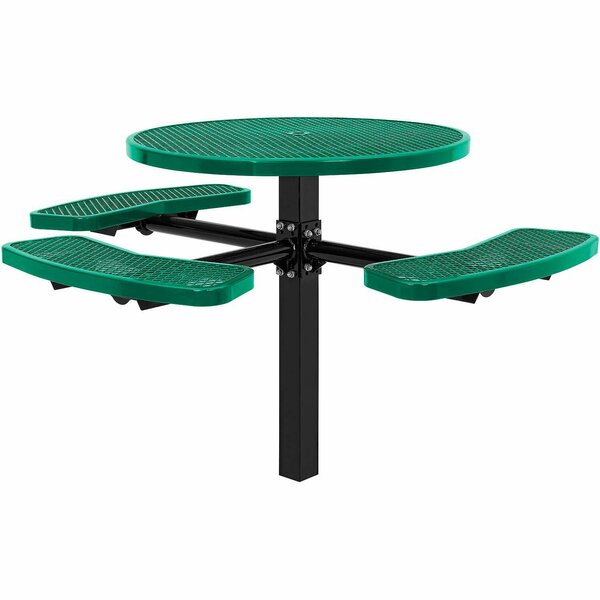 Global Industrial 46in Round Picnic Table, In Ground Mount, ADA Compliant, Green 695294GN